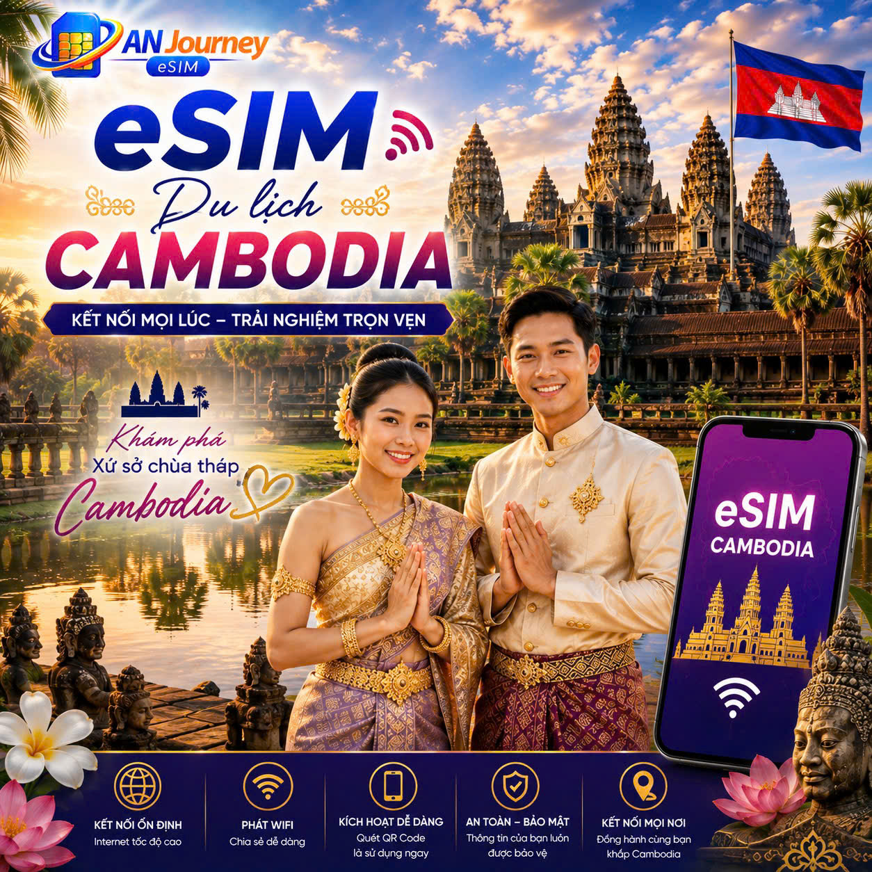 eSIM Du Lịch Campuchia